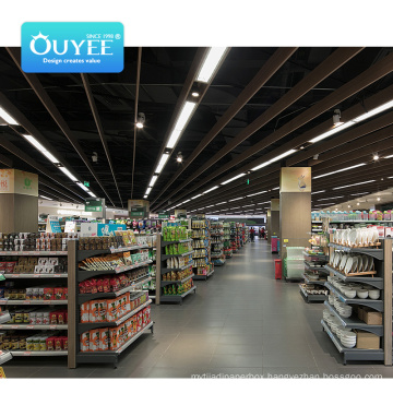 Ouyee Shelf Parts Display Gondolas Metal Commercial Equip Wall For Store Super Market Racks Wooden Supermarket Shelves